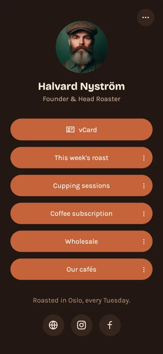 Digitální vizitka Halvard Nyström — Halvard Roasters