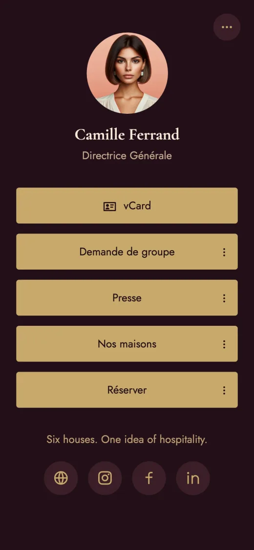 Digitální vizitka Camille Ferrand — Maison Céleste
