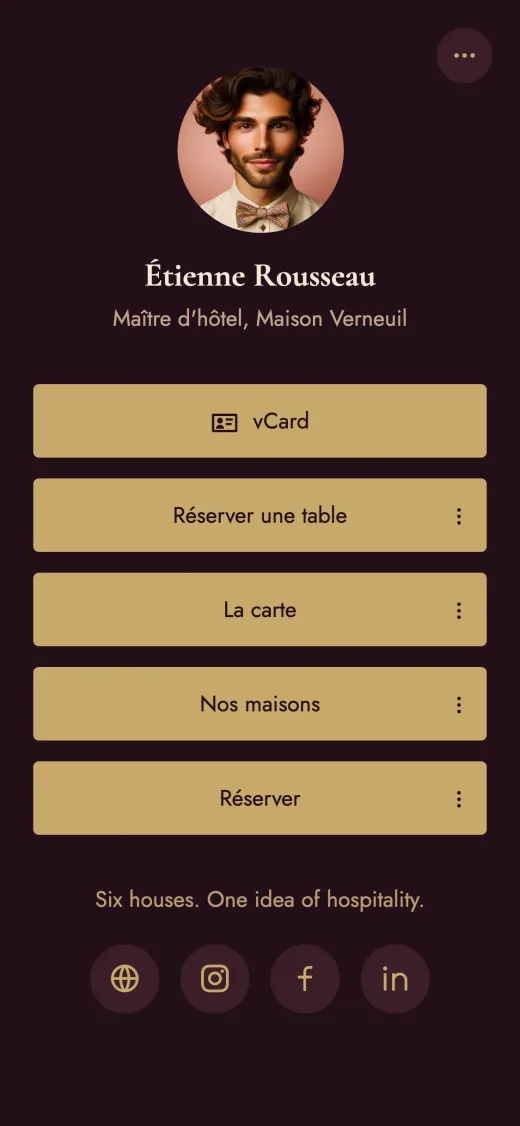 Digitální vizitka Étienne Rousseau — Maison Céleste