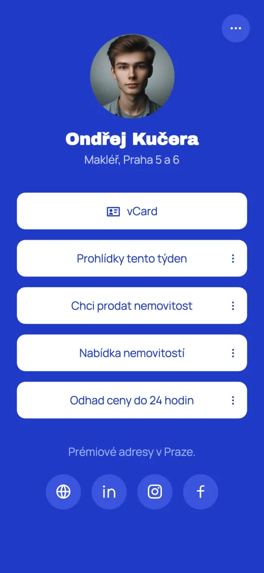 Digitální vizitka Ondřej Kučera — Vltava Estates