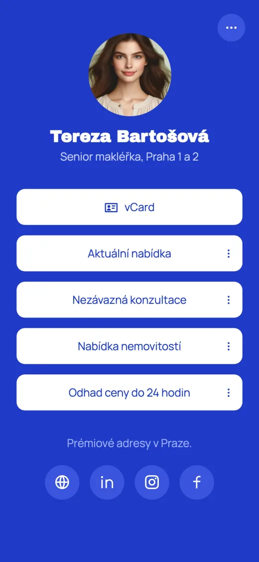 Digitální vizitka Tereza Bartošová — Vltava Estates